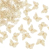 HOBBIESAY 60Pcs 18K Gold Plated Butterfly Charms Butterfly Filigree Charms Etched Metal Pendants Small Stainless Steel Charm for DIY Bracelet Necklace Jewelry Making 0.47×0.71" Hole: 1.5mm