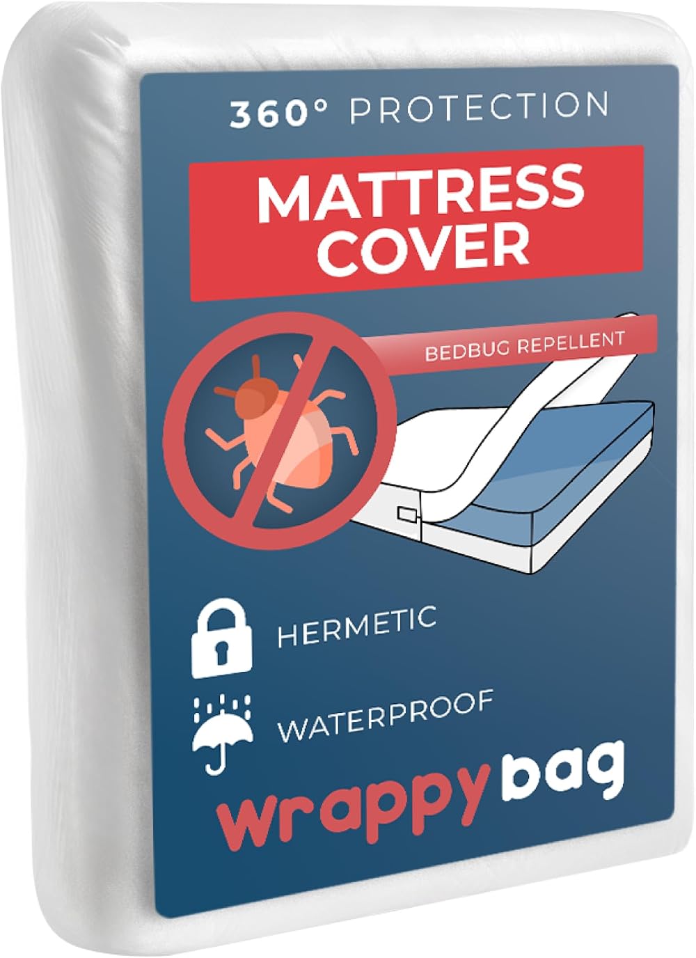 Wrappybag Waterproof Mattress Protector 90x190 cm Encased Bed Bug Dust Mite