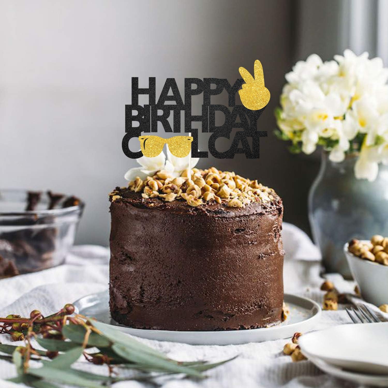 Happy Birthday You Cool Kitten Cake Decor Tiger King Cake Topper Happy Birthday Cool Cat Cake Topper Carole Baskin Tiger Party Decoration Supplies Toys Games Cake Cupcake Toppers Liptoncup Com