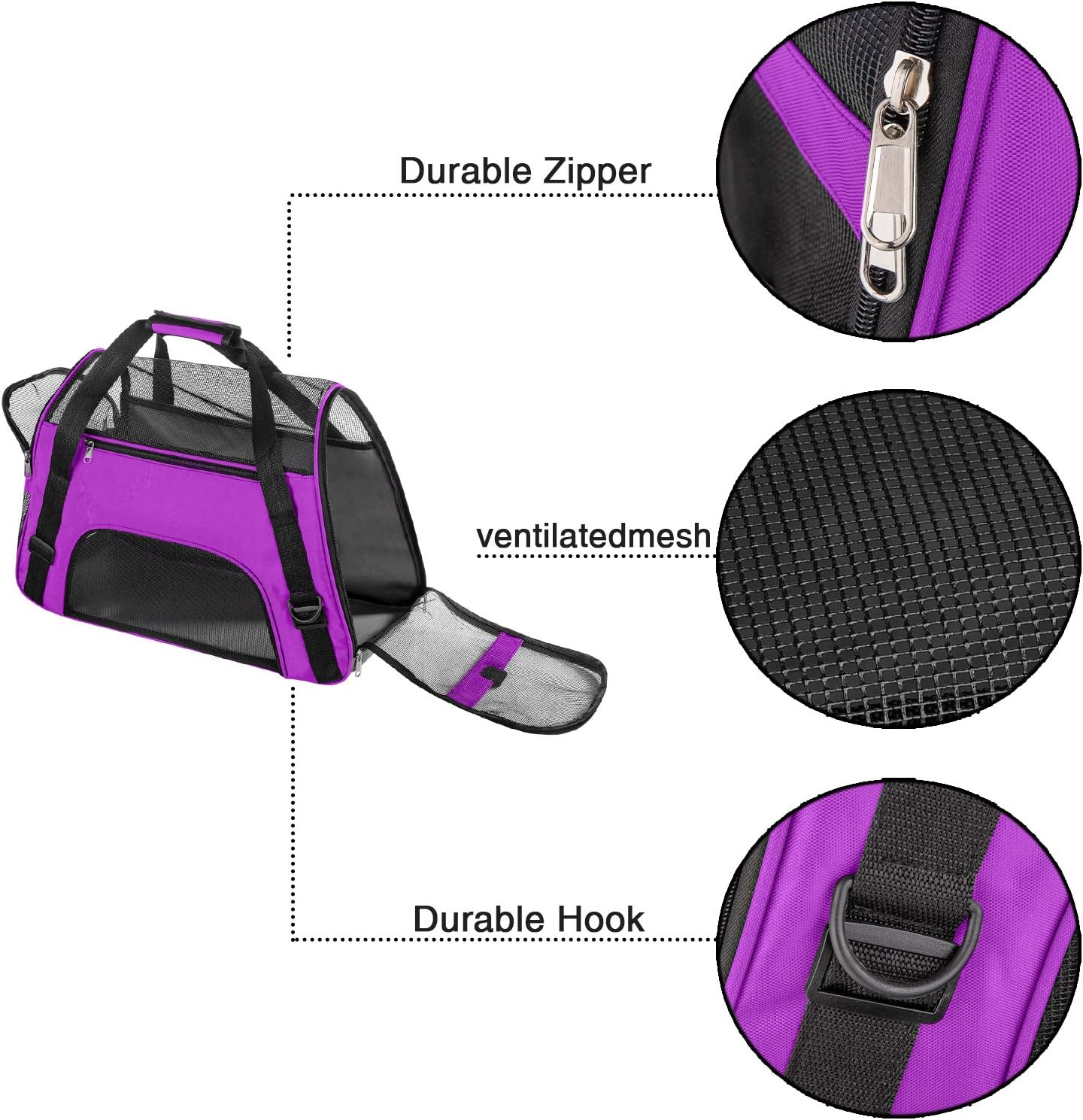 Soft Pet Carrier Airline Approved Soft Sided Pet Travel Carrying Handbag Under Seat Compatibility, Perfect for Cats and Small Dogs Breathable 4-Windows Design : Kitchen & Dining