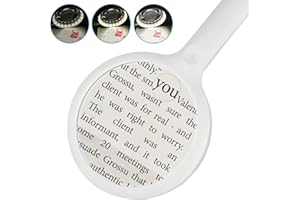 NAZANO Large Magnifying Glass with Light, High Brightness Magnifier with 20 LED Lights, Lightweight Rechargeable Illuminated Magnifier for Seniors Reading, Inspection, Coins, Jewelry, Exploring (White)