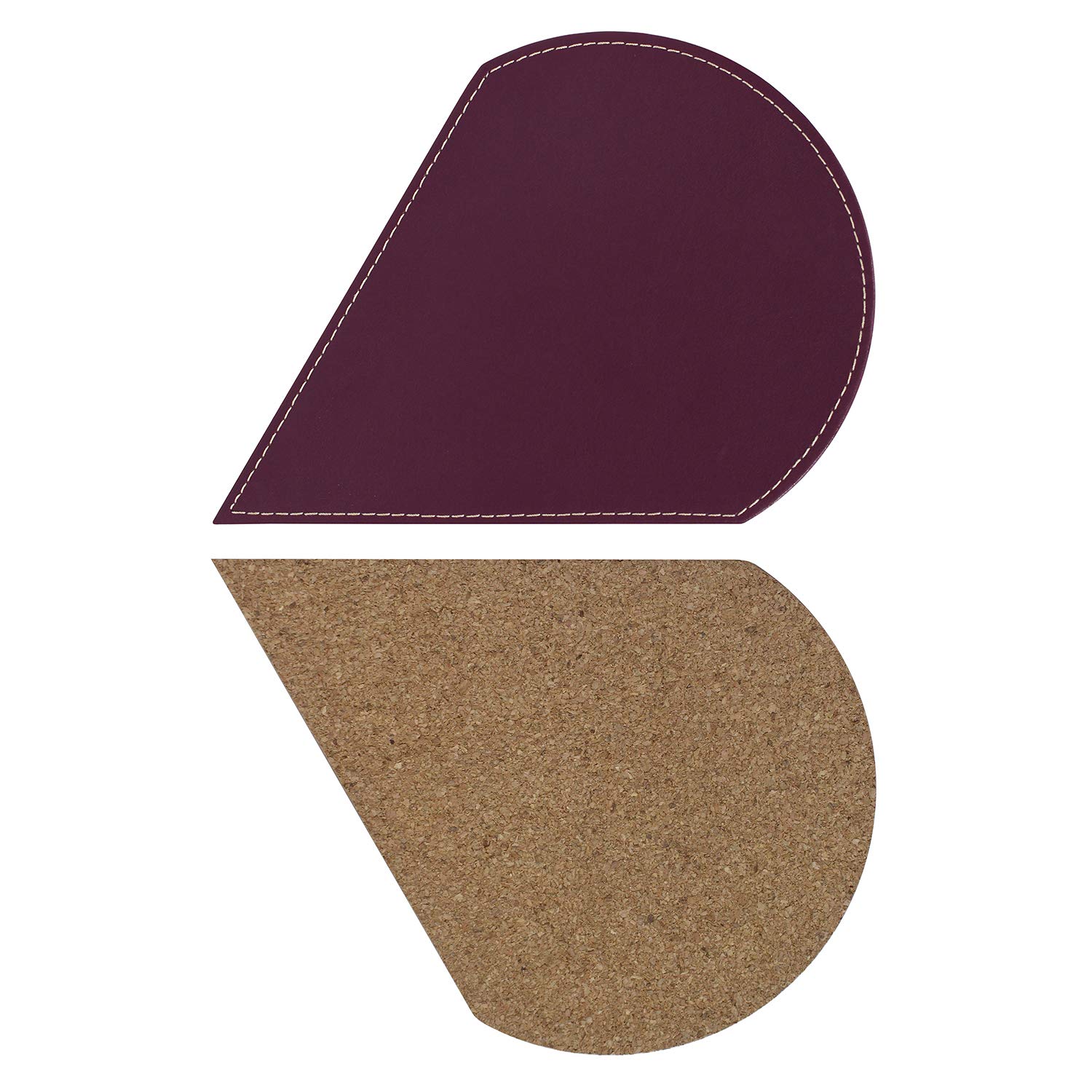 FreeForm Reversible CONNECT Petal, Plum, 24.7 x 18x 1.1cm, creative placemats, faux leather with cork on Reverse, mix and match