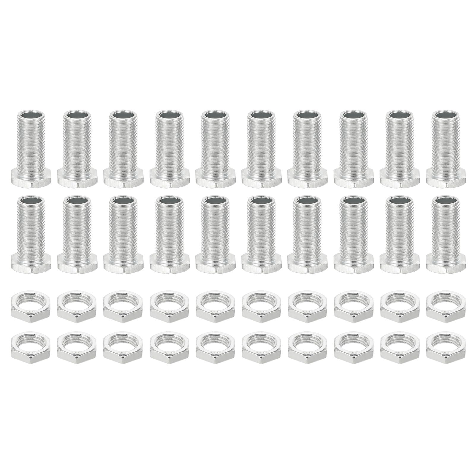 PATIKIL M10x25mm Hex Bolts and Nuts Kit, 20 Set Fine Thread Hollow Screws Assortment Hexagon Head Screw Through Hole Bolt Chandelier Fasteners