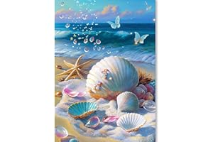 KICHANG Shell Butterfly Diamond Painting,5D Diamond Painting Kits for Adults,DIY Diamond Dots Diamond Art with Round Full Drill Diamonds,Diamond Art Kits Crafts for Home Wall Decor Gift-12X16in