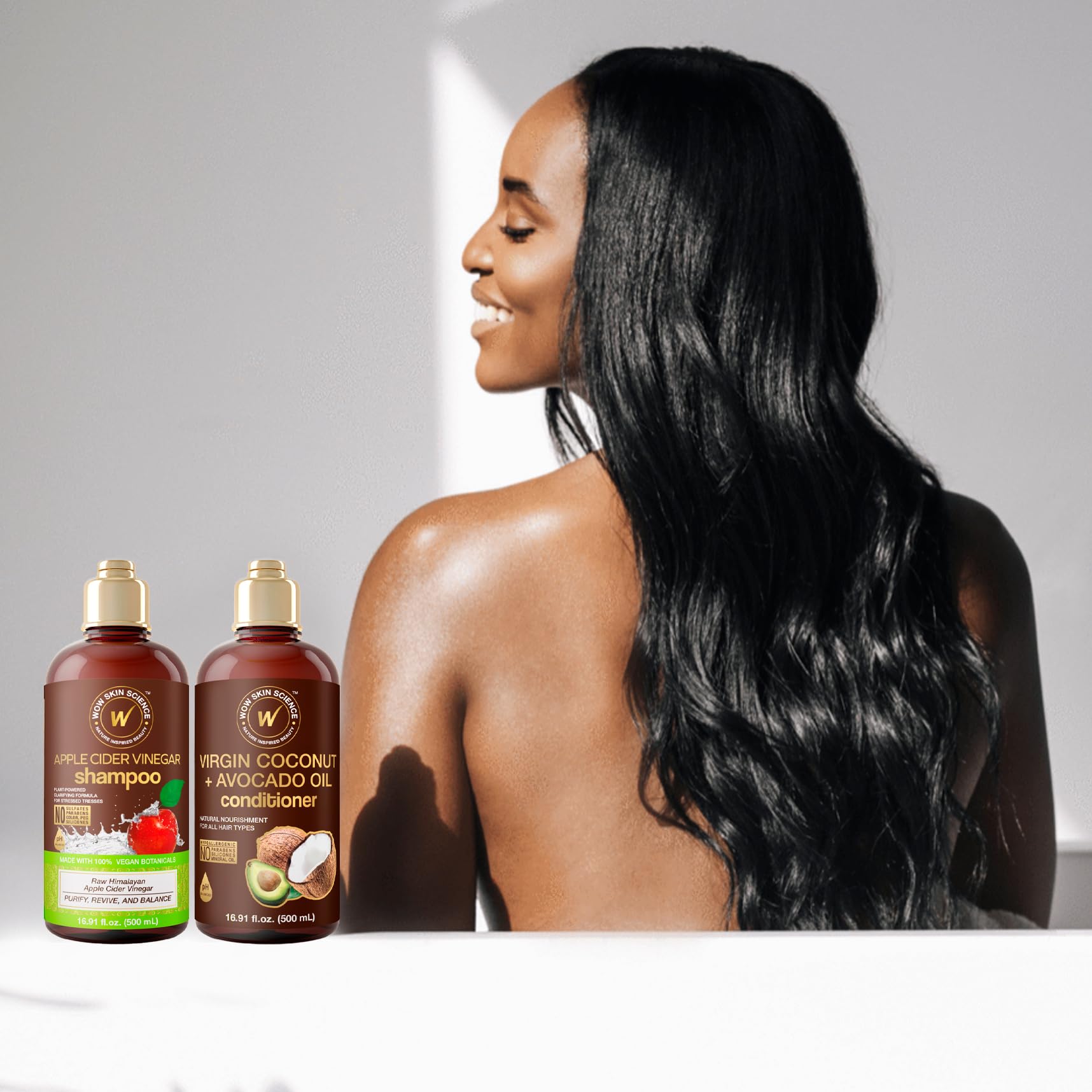 WOW Skin Science Apple Cider Vinegar Shampoo & Coconut + Avocado Oil Conditioner Duo 16.9 oz