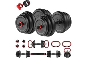 FEIERDUN Adjustable Dumbbells, 20/30/40/50/60/70/90lbs Free Weight Set with Connector, 4 in1 Dumbbells Set Used as Barbell, Kettlebells, Push up Stand, Fitness Exercises for Home Gym Suitable Men/Women