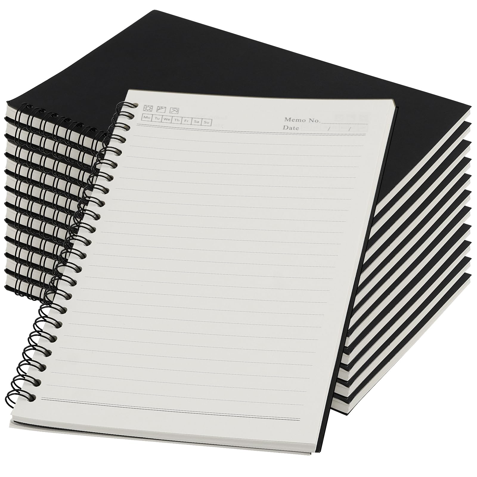 JEUIHAU 12 Pack A5 Spiral Notebook with Lined, Black Kraft Cover Journals Notebooks, 100 Pages/ 50 Sheets Memo Notepads for Student Office School Supplies