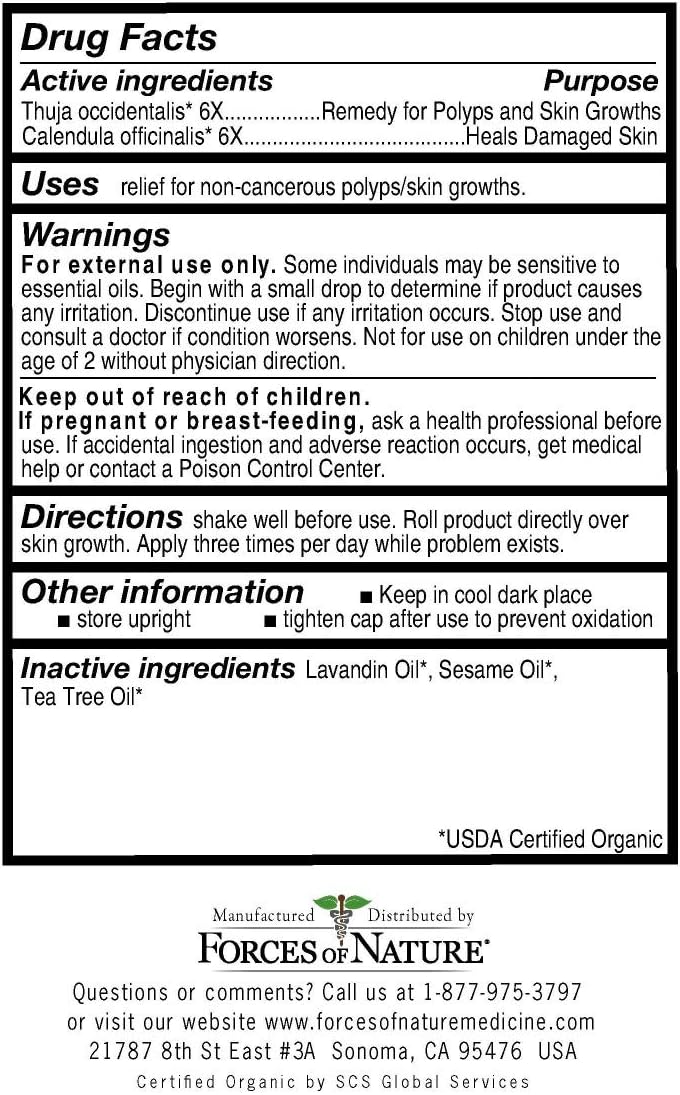 Forces Of Nature -Natural, organic skin Tag Extra Strength Remover (4ml) Non Gmo, No Harmful Chemicals -Safe, Pain & Scar Free, Leaving Skin Smooth & Healthy: Health & Personal Care
