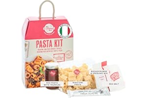 Gourmet Pasta Dinner Meal Kit Recipe, Rigatoni with red pesto sauce with truffles, Product of Italy, All the Italian ingredients needed in one box, 2 servings, My Cooking Box