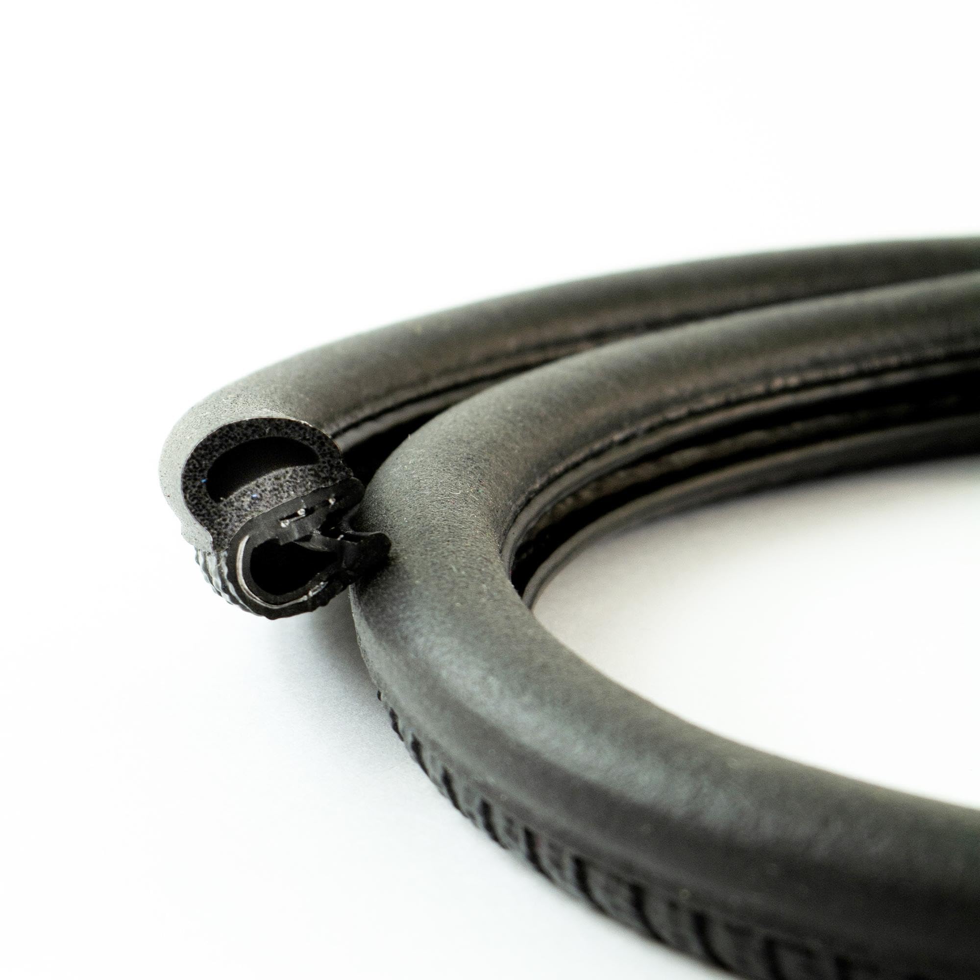 Eutras Draught Excluder KSD2051 Rubber Door Seal Boot Gasket – Clamping Range 1 – 2 mm – black – 10 m