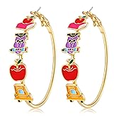 Teacher Appreciation Gifts for Women Teacher Earrings Book Pencil Hoop Earrings Back To School Jewelry Accessories Outfits