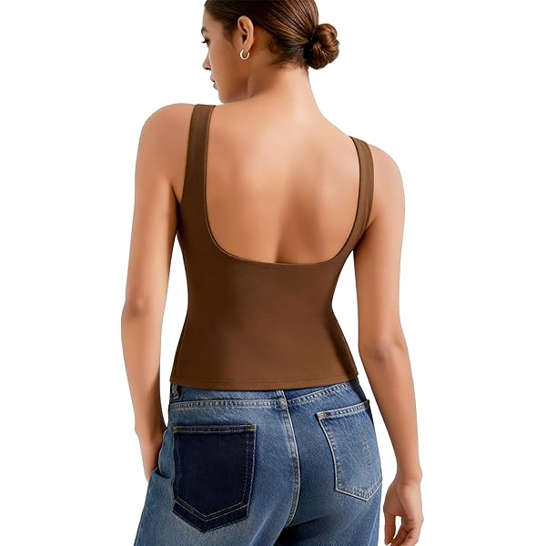 Amazon.com: SUUKSESS Women Built in Bra Open Back Boat Neck Tank