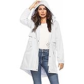 Avoogue Womens Raincoats Waterproof Cinch Waist Breathable All Weather Jacket Long