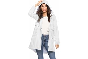 Avoogue Womens Raincoats Waterproof Cinch Waist Breathable All Weather Jacket Long Black