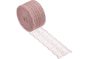 PATIKIL 1.8 Inch x 25 Yards Lace Trim Ribbon, Non-Stretch Lace Sewing Roll Gift Package Floral Wrapping for Party Home Decoration Dress Craft, Pale Mauve
