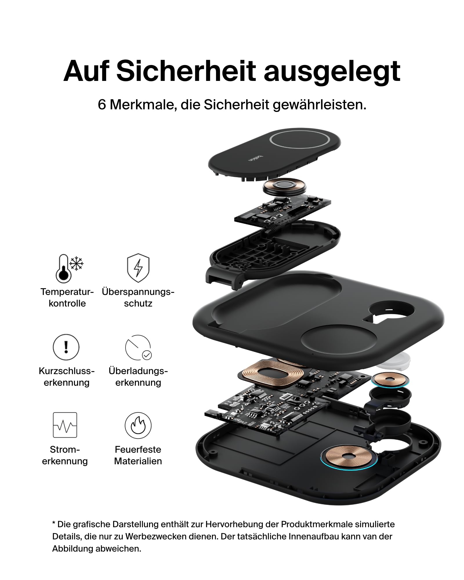 Belkin BoostCharge Ladegerät induktive 3-in-1 Ladestation Qi2, 15 W, klappbar MagSafe-kompatibles Ständer für Apple iPhone 17, Air, Pixelsnap, Apple Watch, AirPods, mit Netzteil – Schwarz 7