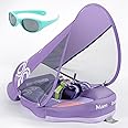 Mambobaby Float with Canopy and Tail New Upgraded Non-Inflatable Baby Pool Float Mambo Float Swim Trainer Solid Infant Swim Float Adjustable Pearl Foam Baby Swim Ring
