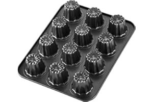 CHEFMADE Canele Cake Pan, Nonstick 12 Cavity Canele Muffin Bakeware