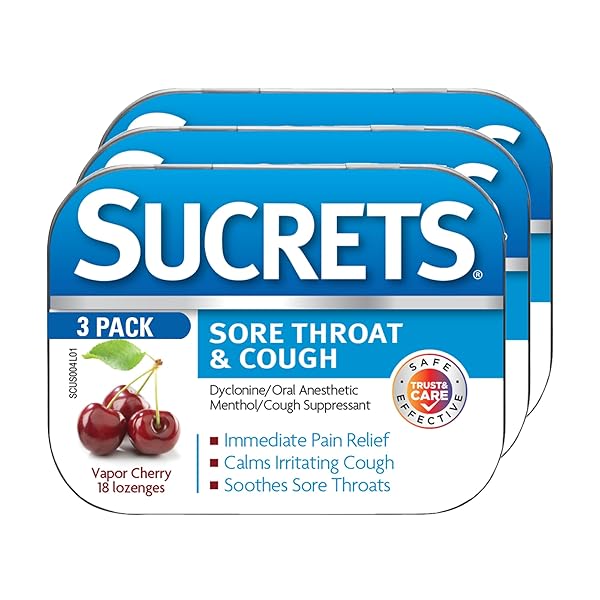 SUCRETS LOZENGES, SORE THROAT & COUGH VAPOR CHERRY,...