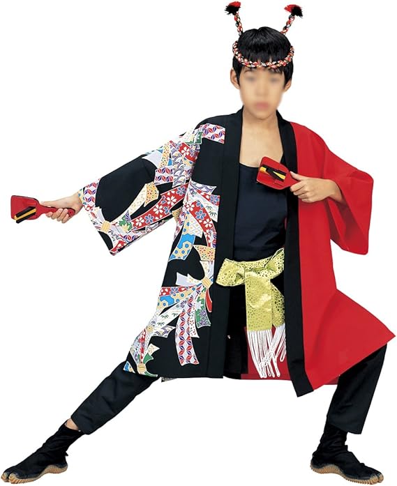 Amazon 法被 子供 こども おしゃれ 長法被 長袢天 ロング丈 赤 7471 メンズ 通販