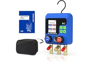 PLAYOCCAR HVAC Gauges 92 Refrigerant Digital Manifold Gauge Kits with TFT LCD, Dual Pressure Test for R134A R32 R410A R11 R12 R422 R600 Refrigerant Charging Kit Vacuum Air Conditioning Gauge