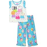 Peppa Pig Girls Toddler Soft Polyester Short Sleeve Pajamas (3T, Short Sleeve Blue)