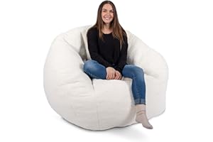 Big Joe Cloudberry Foam-Filled Structured Bean Bag Chair, Icing Teddy Boucle