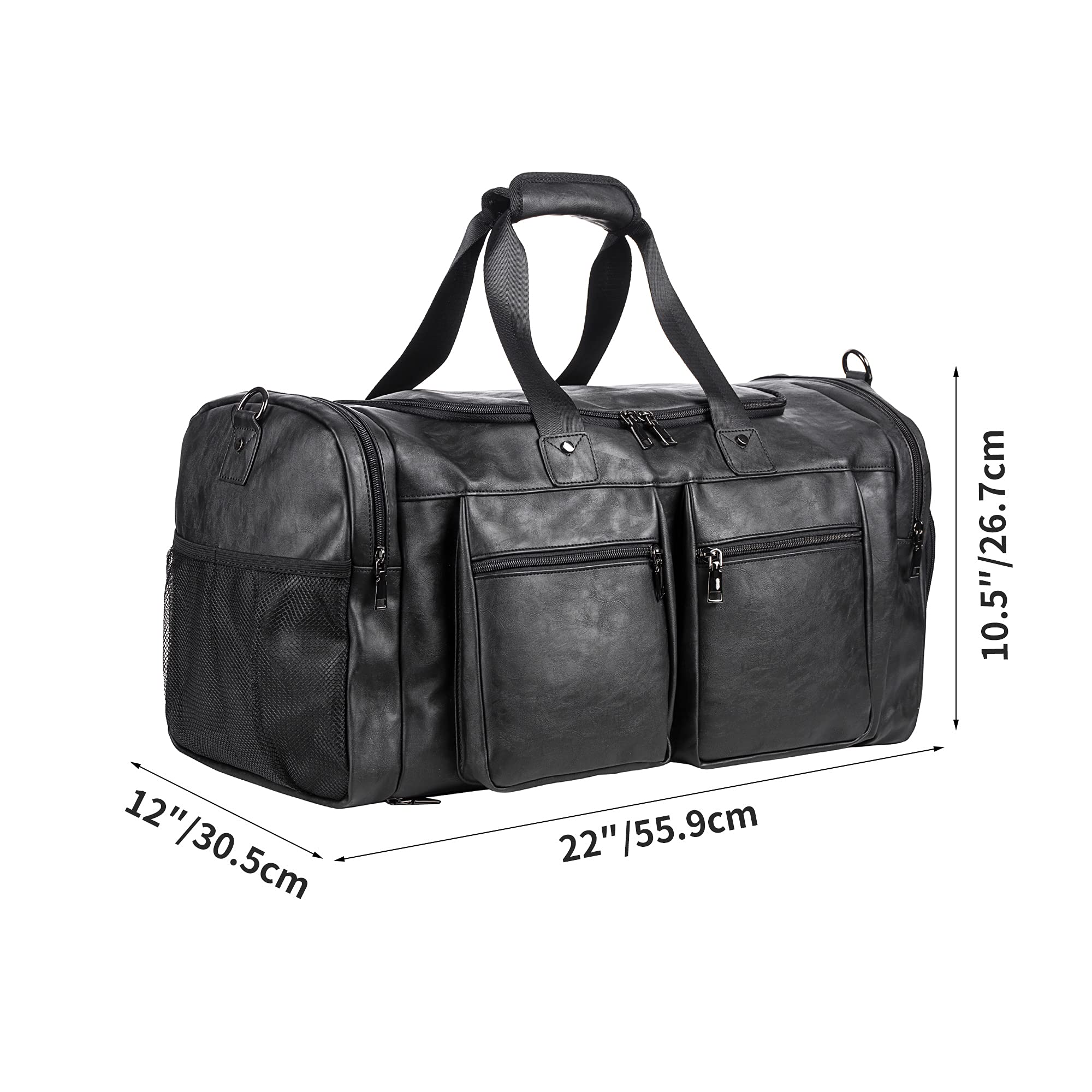 Travel Bag with Shoe Pouch,Weekender Overnight Bag Leather Large Carry On Bag