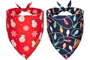 ADOGGYGO Christmas Dog Bandana, Snowman Xmas Pet Scarf, Premium Durable Fabric, Christmas Bandanas for Medium Large Dogs Pets (Large)