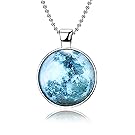 Rinhoo Magical Fairy Glow in the Dark Moon Bead Chain Pendant Necklace White Gold Plated