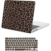 MOSISO Compatible with MacBook Pro 14 inch Case 2025-2021 M5 M4 M3 M2 M1 A3434 A3112 A3185 A3401 A2918 A2992 A2779 A2442, Anti-Fingerprint Cheetah Spots PU Leather Coated Hard Case&Keyboard Skin,Brown