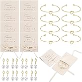Quelay 24 Pcs Bridesmaid Pearl Jewelry Set of 8 Bridesmaid Bracelet Earrings Jewelry Gift Pouch with Bow Tie I Couldn't Tie The Knot Without You Wedding Bride Shower Supplies