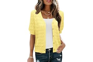 IECCP Cardigan Sweaters for Women Short Sleeve Lightweight Open Front Crochet Knit Shrugs 2025 Womens Fashion