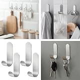 saizone 4 Pack Stainless Steel Sticky Hooks Heavy Duty Self Adhesive Waterproof view 6