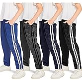 Resinta 4 Pack Boys' Fleece-Lined Open Bottom Sweatpants Boys Athletic Active Jogger Pants with Pockets and Drawstring