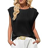 Cicy Bell Womens Cap Sleeve Tank Tops Boat Neck Loose Fit Tshirts Summer Casual Basic Tee Shirts