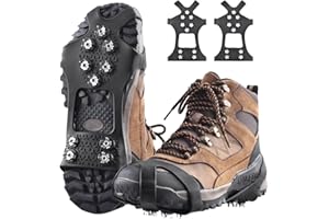 Crampons Ice Cleats for Boots and Shoes 18 24 Stainless Steel Spikes Anti-Slip Traction Winter Snow Grips for Women Men Walki