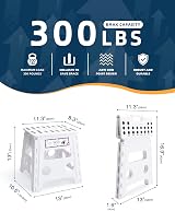 HOUSE DAY 13 Inch Folding Step Stool Non Slip Portable White view 2