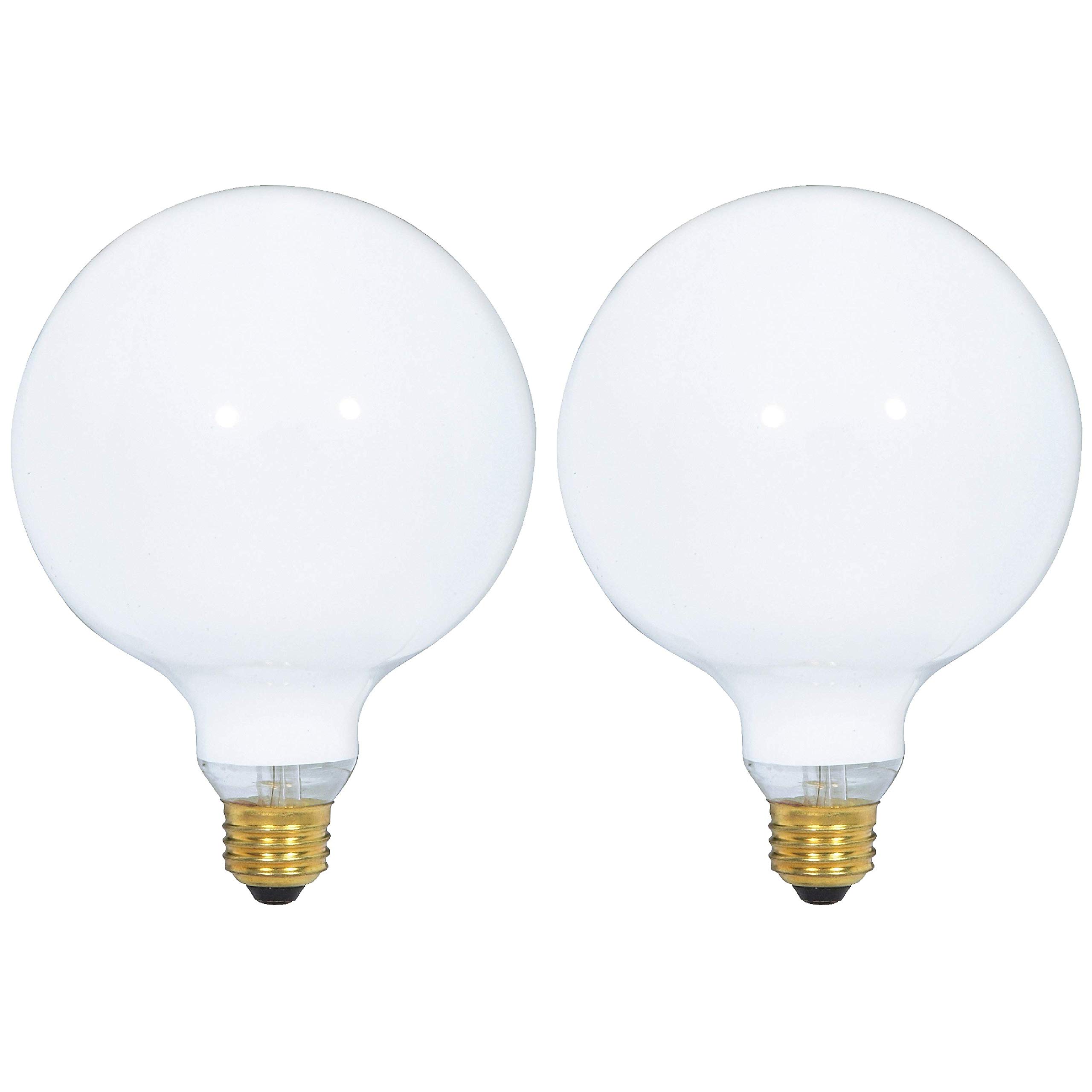 Photo 1 of (2 Pack) G40 Incandescent Light Bulb 2700K Soft Light, Decorative Globe Light Bulbs,E26 Medium Base, Perfect use for Decor, Pendant, Bathroom/Vanity Mirror Makeup, Dimmable. White-Finish