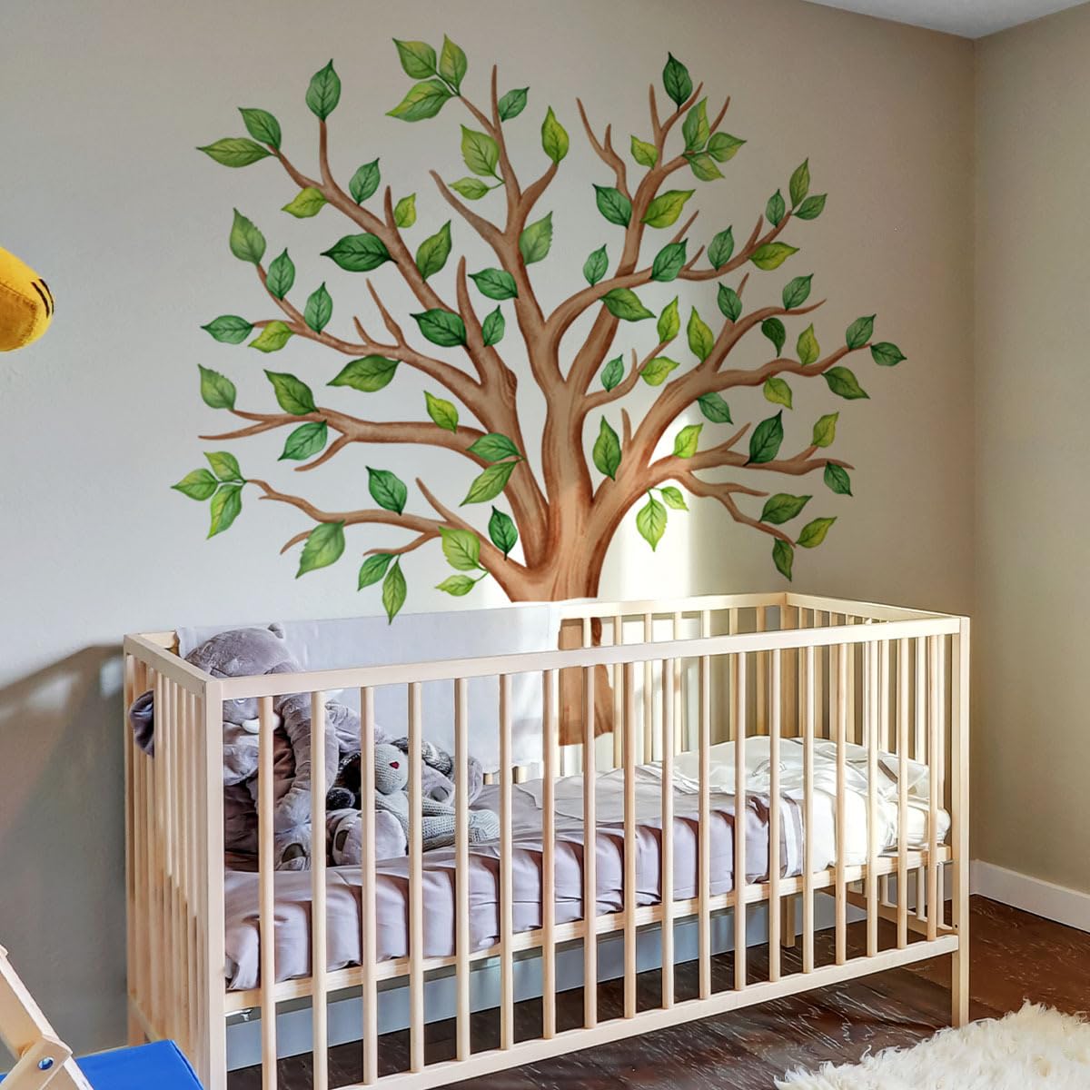 Runtoo Wall Sticker Large Tree Wall Sticker XXL Green Leaves Branch Trunk Wall Sticker Children's Room Baby Room Bedroom Living Room Wall Decoration