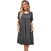 1stvital Women's Summer Dresses 2026 Casual T Shirt Dress Short Sleeve Loose Flowy Sundress Swing Tunic Dress with Pockets