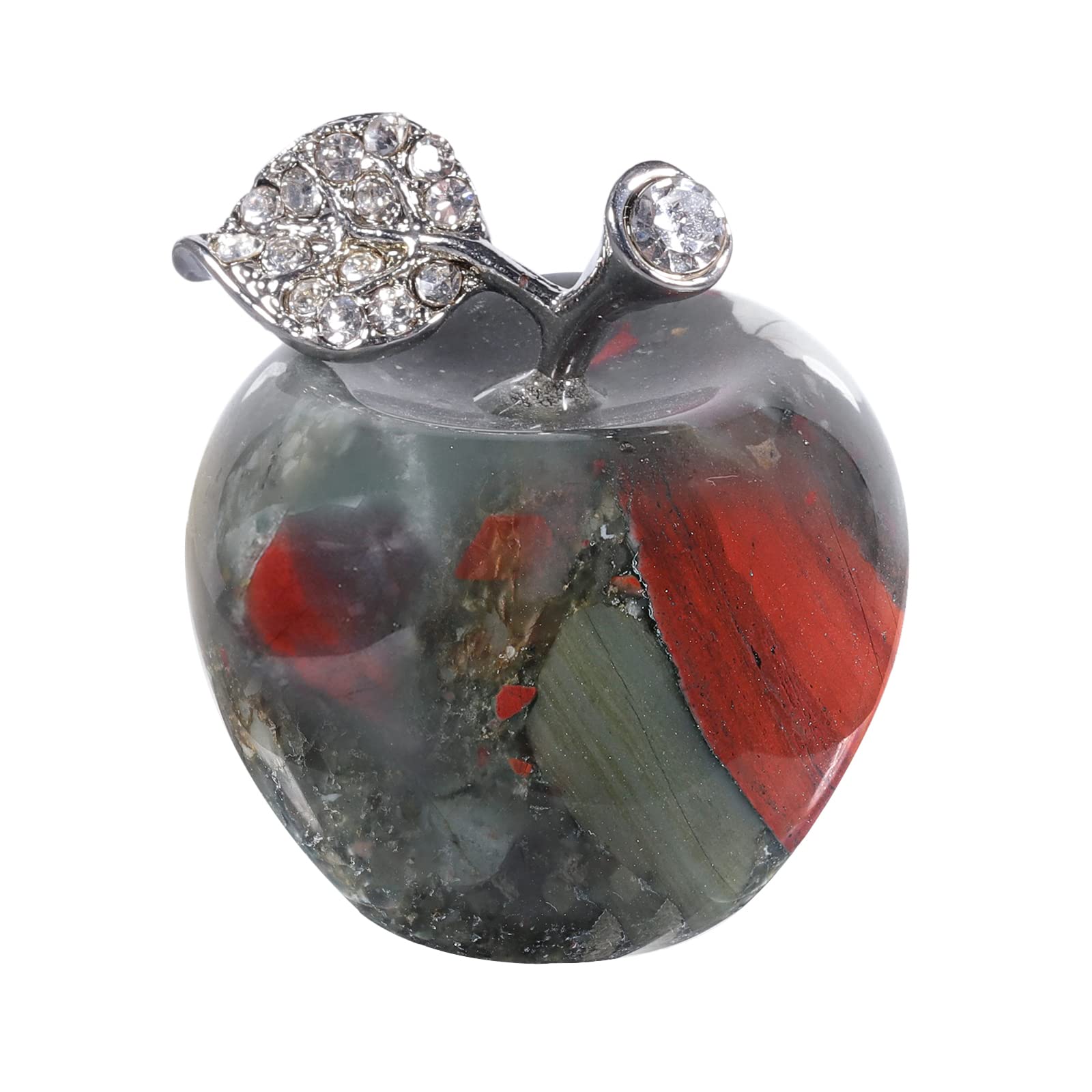 Lovionus89 Natural Africa Bloodstone Apple Statue, Healing Crystal Figurine Sculpture Home Ornament Wedding Decoration 3cm