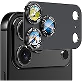 CACOE Camera Lens Protector for iPhone 17 Pro Max - Metal Frame Tempered Glass Cover, [Anti-Scratch] [Drop-Proof][Strong-Adhesion] Camera Screen Cover(Carbon Black)