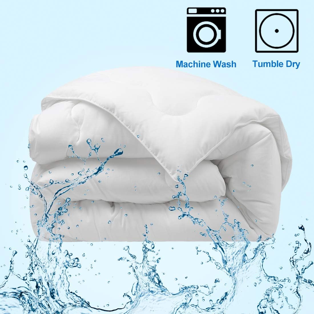 KARRISM All Season Down Alternative Queen Comforter, Winter Warm Comforter Ultra Soft Quilted Duvet Insert with Corner Tabs, Wavy Box Stitched, Luxury Fluffy & Lightweight (White, 88 x 88 inch): Kitchen & Dining