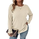 DOLNINE Women's- Plus- Size -Sweatshirts Long Sleeve Crew Neck Casual Fall Tops Lightweight Soft Loose Fit Pullover Shirts