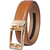 Founders & C Men's Leather Ratchet Comfort Click Belt Dress with Slide Buckle -Adjustable Trim to Fit
