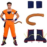 Orange Anime Costume Adult 7Pcs Anime Cosplay Outfits Halloween | Orange cosplay outfits, with top, pants, waist belt, wristbands and boot covers, polyester, themed parties, stage shows
