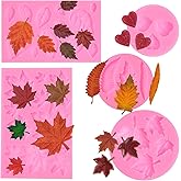 5 Pcs Leaf Mold Silicone, Fall Silicone Maple Leaf Fondant Mold Candy Chocolate Molds Clay Molds for Cake Decoration, Cupcake Topper, Biscuits, Crafting, DIY Decor, Resin