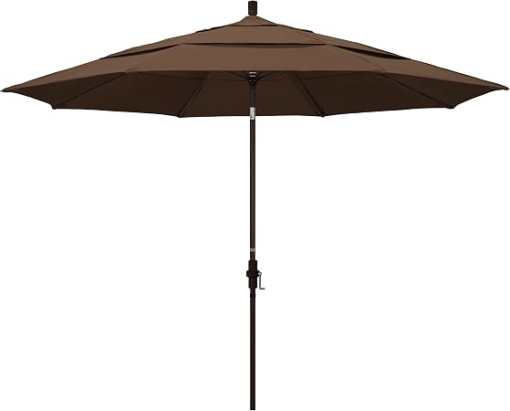Amazon Com California Umbrella 11 Round Aluminum Market Umbrella Crank Lift Collar Tilt Bronze Pole Sunbrella Cocoa Patio Umbrellas Garden Outdoor
