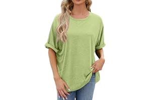 LCEPCY Oversized Tshirts for Women Short Sleeve Crewneck Summer Tops 2024 Basic Tees Plus Size T Shirts Loose Fit